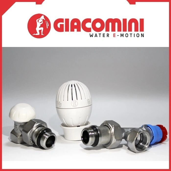 Комплект кутових радіаторних кранів з термоголовкою у бік GIACOMINI (R470FX023) 1/2'' — Photo 2