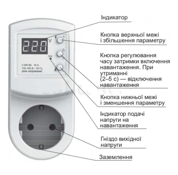 Реле напруги (захист) ETEK (тип ZUBR R116y) OEM (16A) — Photo 1