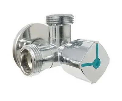 Кран кульовий ARCO AntiLime A80TWIN кутовий подвійний 1/2"х3/4"х3/4" (CQ4107)