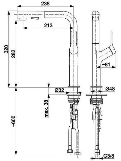 KFA Armatura Змішувач DUERO Design для кухні витяжний гусак INOX (6623-220-22) — Photo 1