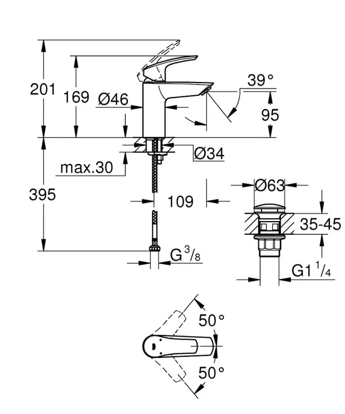 GROHE Змішувач Eurosmart New для умивальника (23922003) — Photo 1