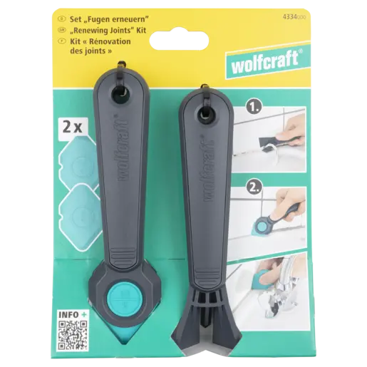 Шпатель для силікону Wolfcraft Набір із 4 предметів (скребок, тримач, 2 шпателі) (4334000) — Photo 1