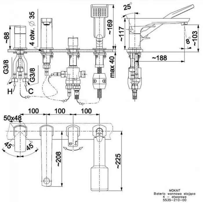 Змішувач для ванни бортовий Armatura Mokait 5535-210-00 — Photo 1