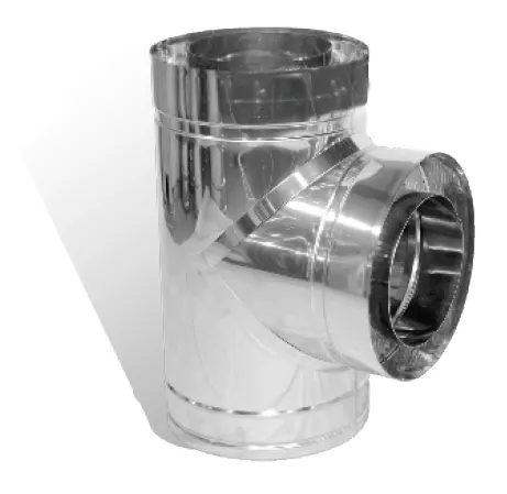 Трійник сендвіч VERSIA-LUX нерж./оц. Ø160/220мм х 90° (0.8мм)