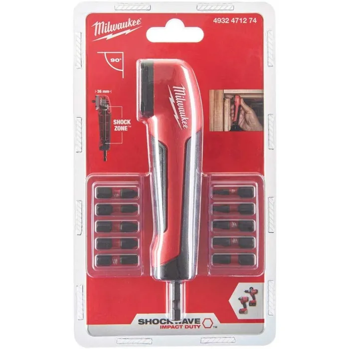 Milwaukee Бітотримач КУТОВИЙ 1/4" Hex + 10 біт 25мм (4932471274) — Photo 1