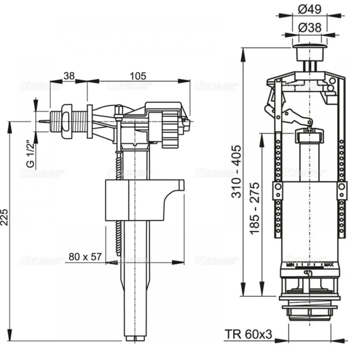 Випускний комплект Alca Drain SA2000 1/2" CHROM — Photo 1