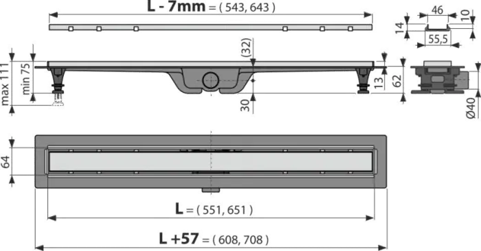 Душовий трап Alca Drain APZ20-650-NB Simple NICKEL-шліфований мат — Photo 1