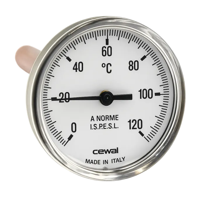 Термометр біметалічний аксіальний Cewal PST 63 VI 0 ... +120 °C, L=100 мм (91626100)