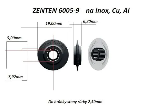 Змінний ріжучий диск 19x6,2мм INOX для труборізів ZENTEN серії INOX KOMPAKT (мідь, нержавіюча сталь), (6005-9) — Photo 2