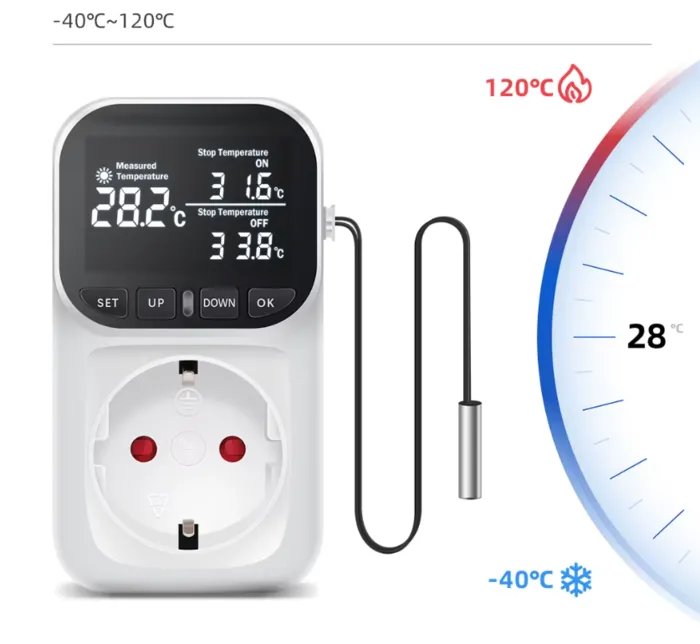 Термостат розетка SensoTherm з датчиком 2м (16А) (-40-120°C) — Photo 4