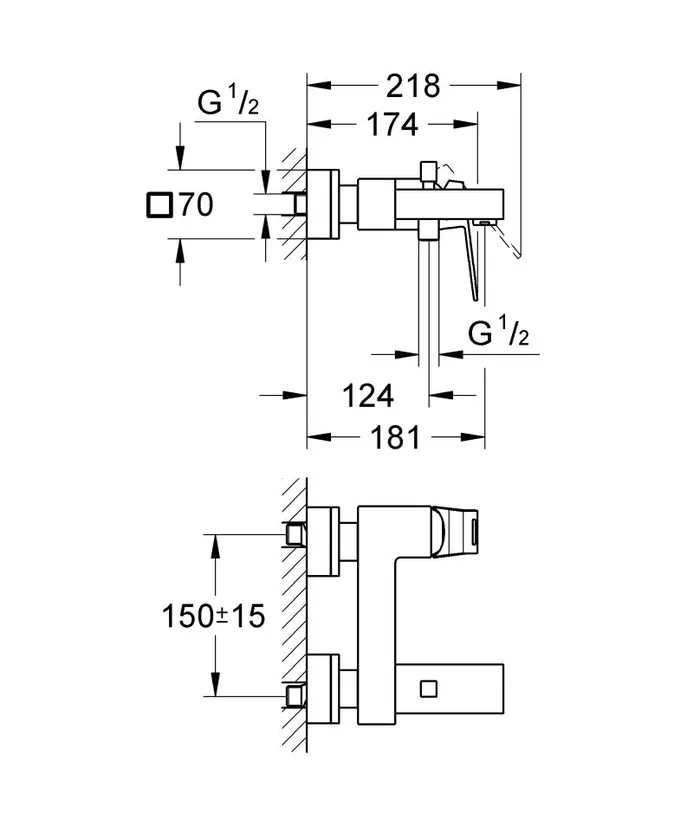 Змішувач одноважільний для ванни Grohe Eurocube (23140000) — Photo 2
