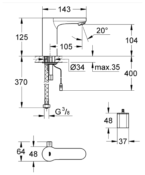 Змішувач для раковини Grohe Eurosmart Cosmopolitan E (36327001) (сенсорний) — Photo 1
