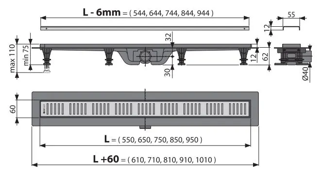 Душовий трап Alca Drain APZ10-950M — Photo 1