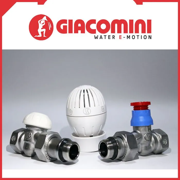 Комплект прямих радіаторних кранів з термоголовкою GIACOMINI (R470FX013) 1/2'' — Photo 2