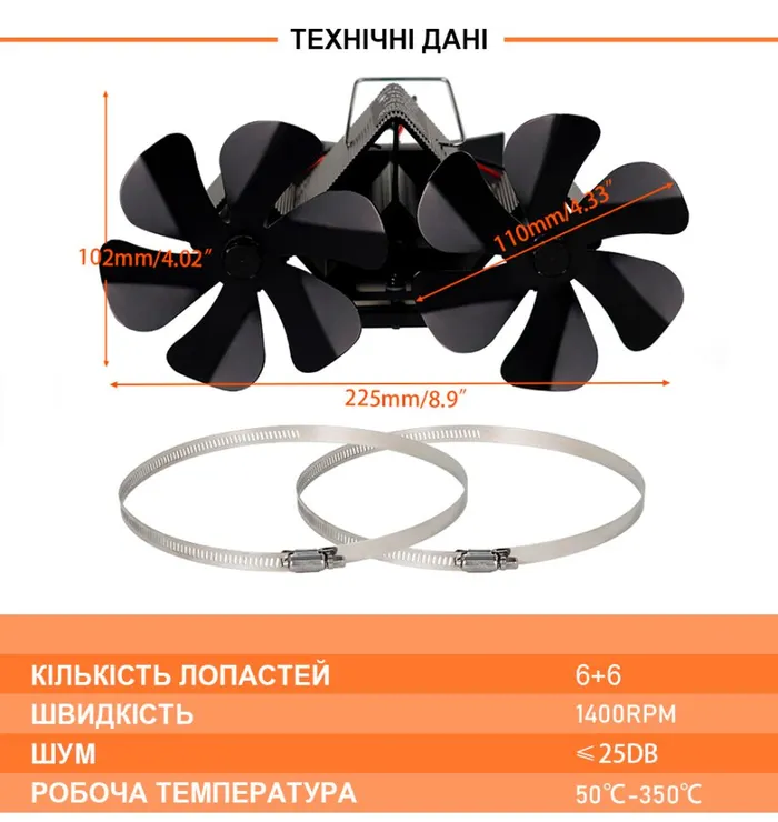 Вентилятор на теплову енергію Ecofan Canada DUO Plum (на трубу димоходу) — Photo 3